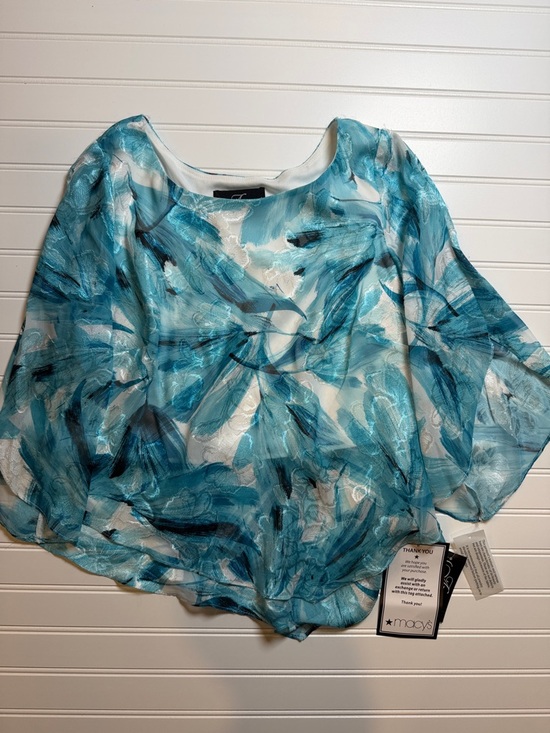 Alex Evenings Tops - Alex Evenings Teal & White Abstract Sheer Blouse Size S